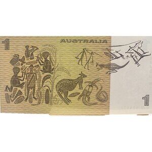 Australian Vintage $1 & $2 Banknotes Aboriginal Art & Wheat Design Collectible C